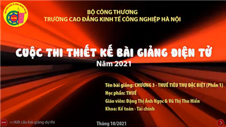 Bài giảng Elearning Thuế tiêu thụ đặc biệt Tác giả Vũ Thị Thu Hiền Khoa Kế toán tài chính